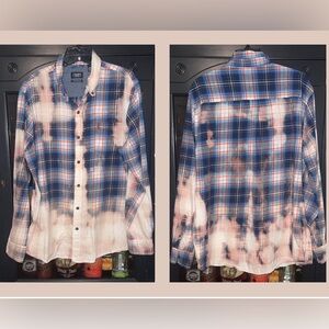 Upcycled Chaps Flannel - Custom bleached for one of a kind look